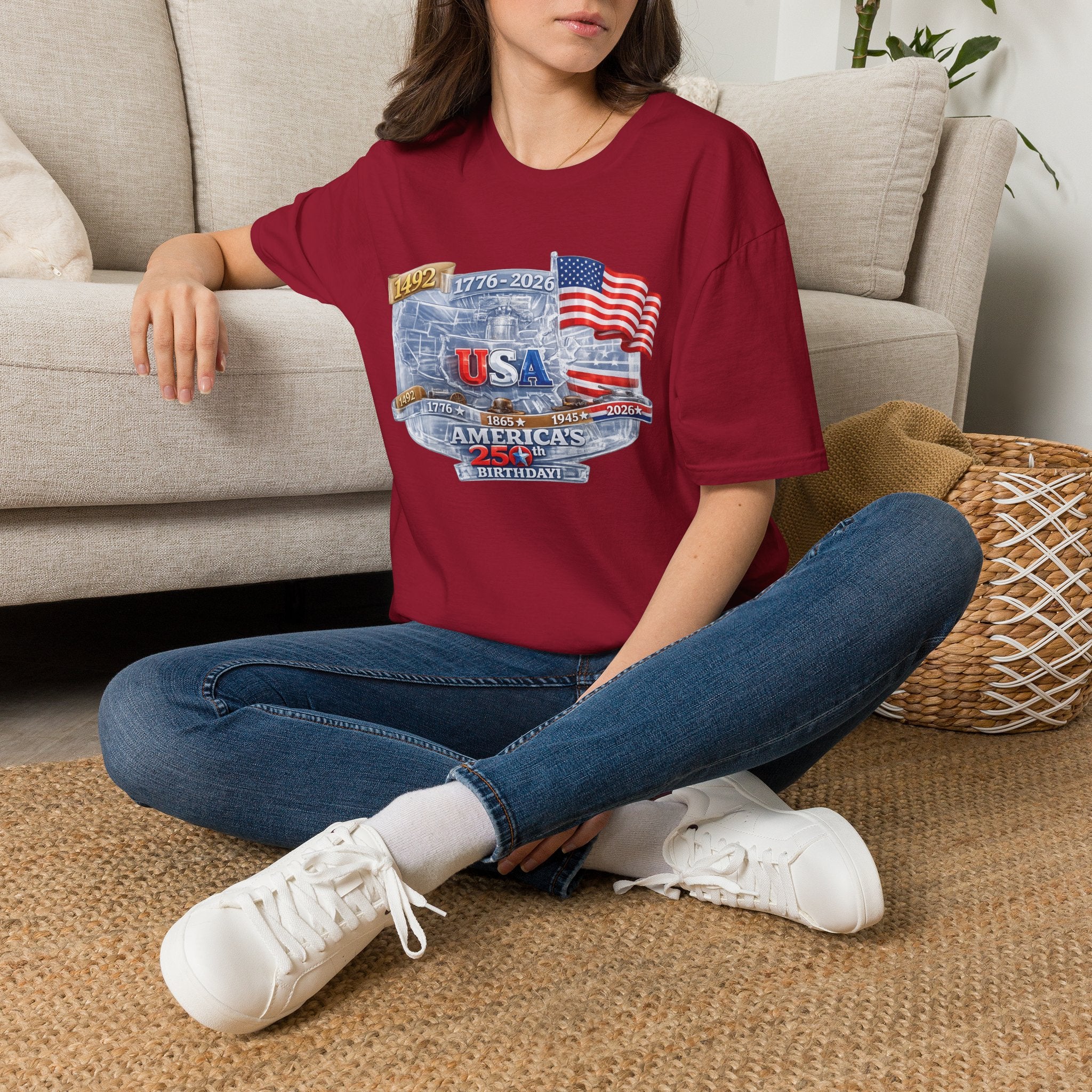 USA Proud Graphic T-Shirt — Patriotic 1776–2026 Flag Design