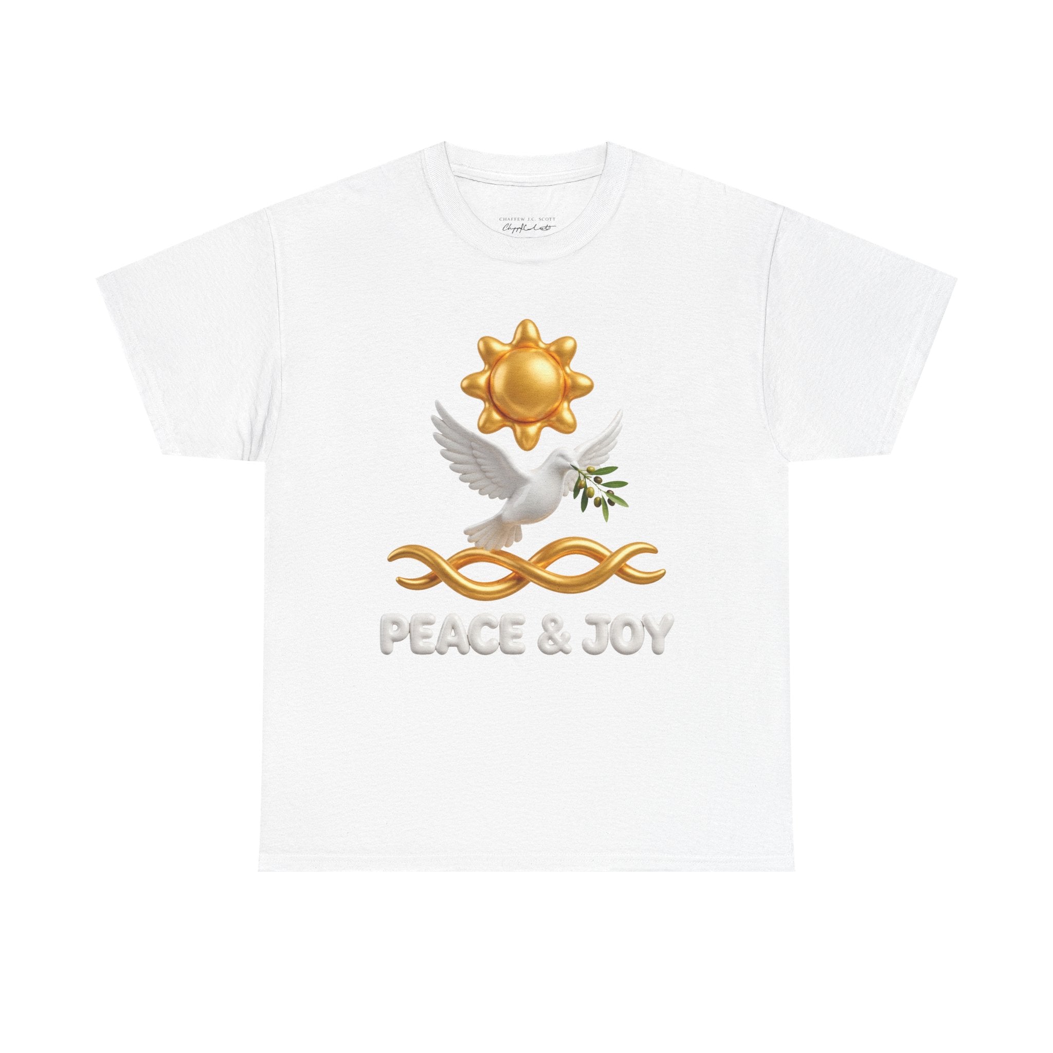Peace & Joy T-Shirt — Dove with Olive Branch & Sun Graphic