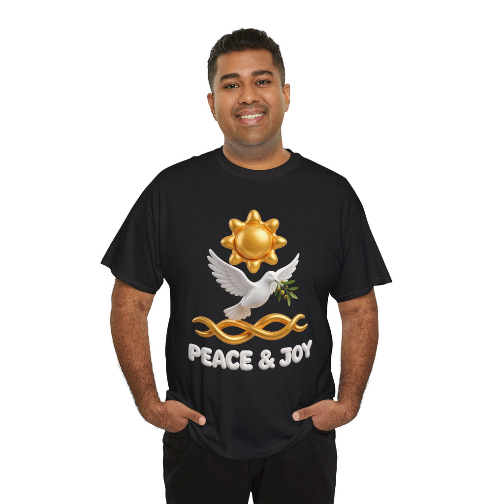 Peace & Joy T-Shirt — Dove with Olive Branch & Sun Graphic