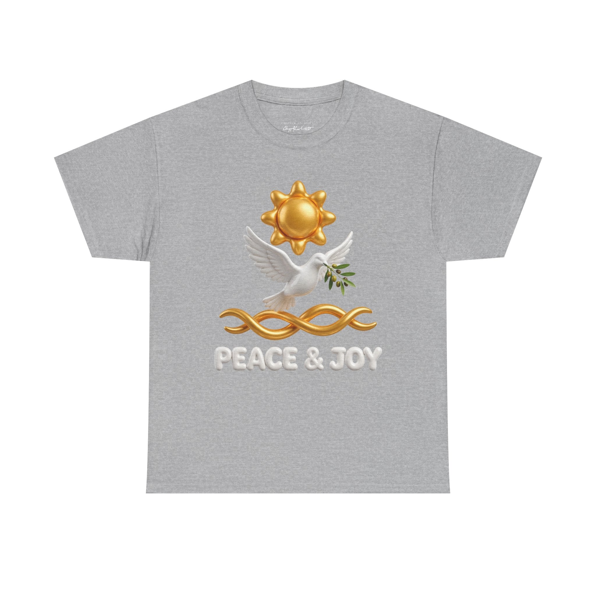 Peace & Joy T-Shirt — Dove with Olive Branch & Sun Graphic