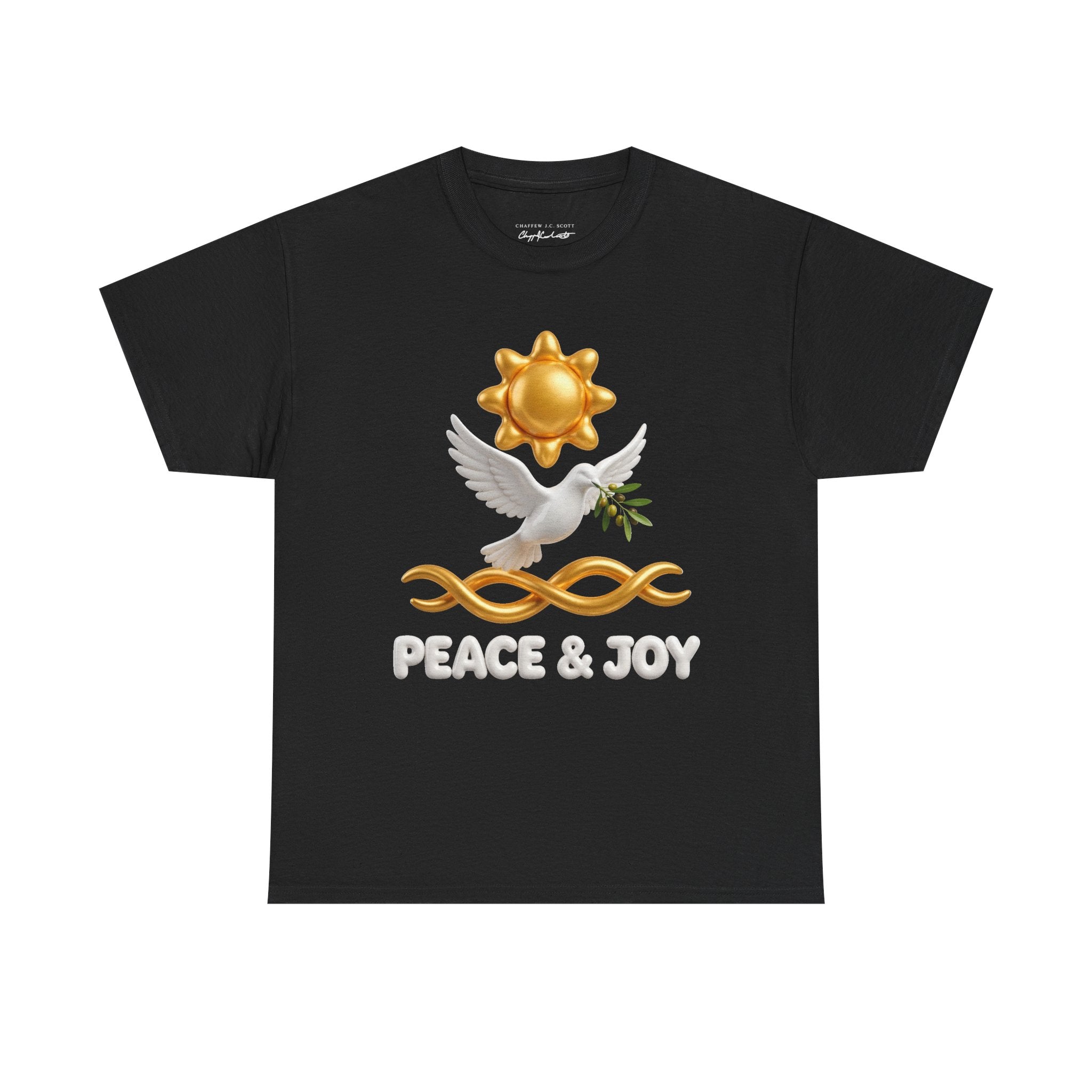 Peace & Joy T-Shirt — Dove with Olive Branch & Sun Graphic