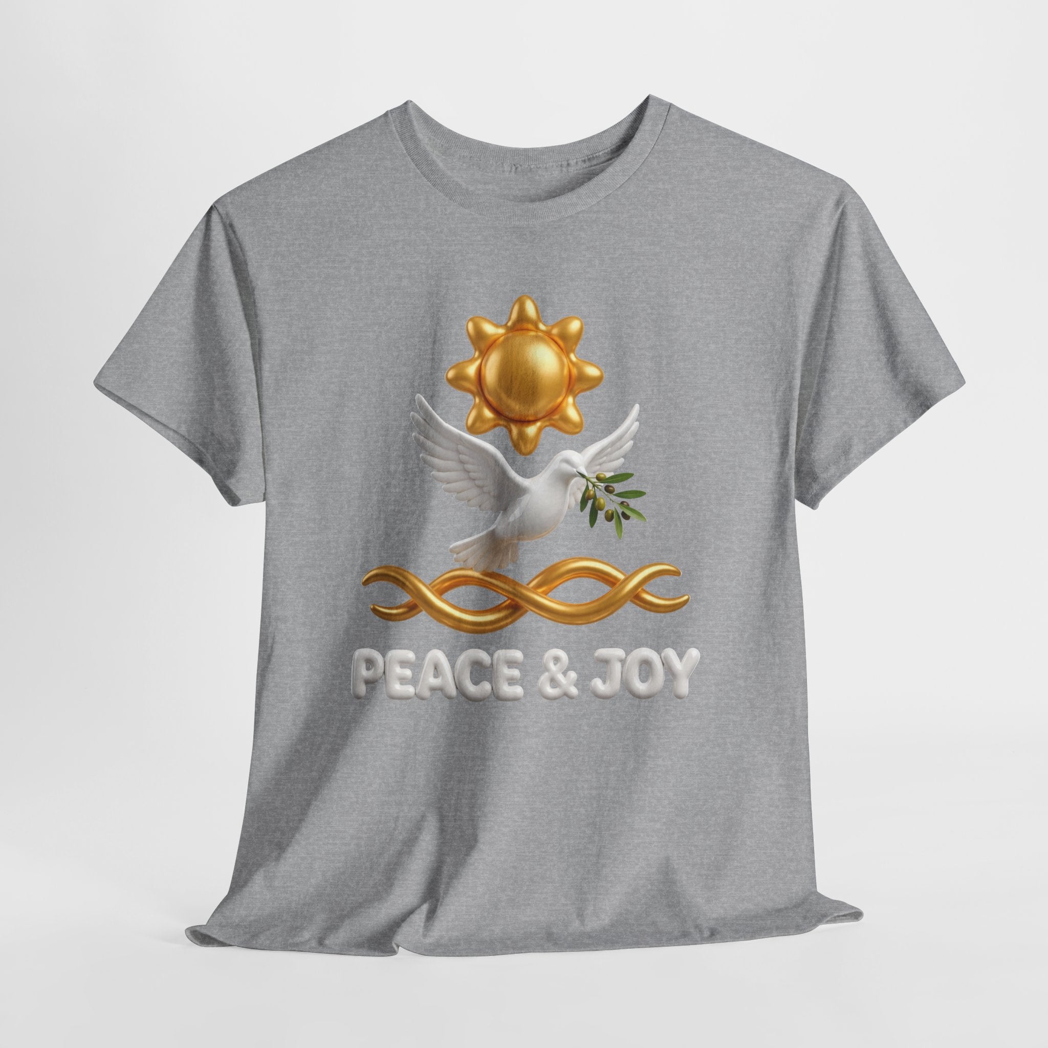 Peace & Joy T-Shirt — Dove with Olive Branch & Sun Graphic