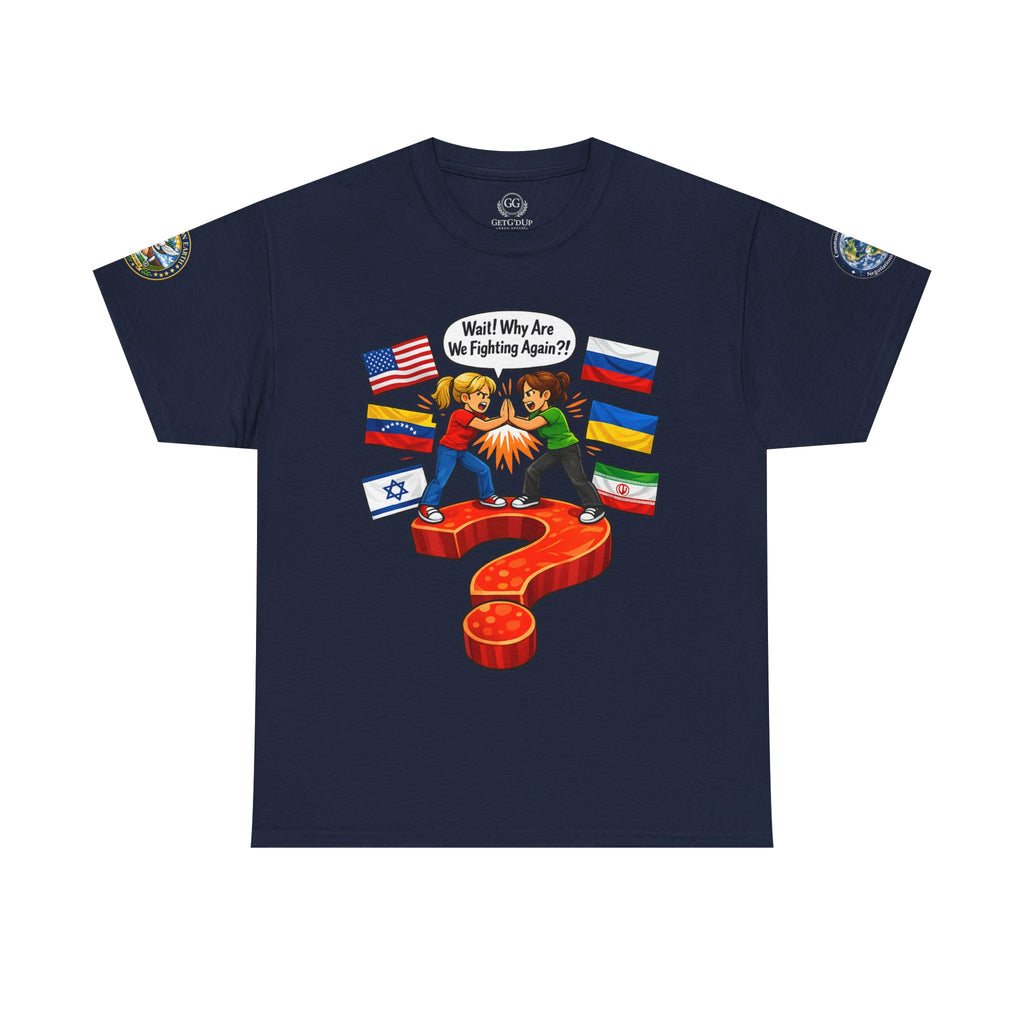 Global Conflict Question Mark Tee | diplomatic negotiations, flags artwork