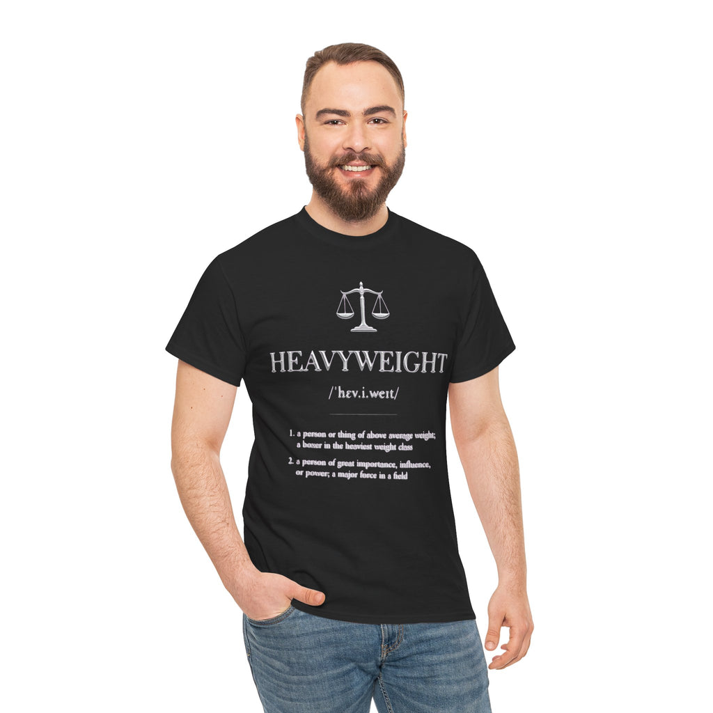 Scales of Justice 'Heavweight' Tee — Gold Legal Scales Graphic T-Shirt