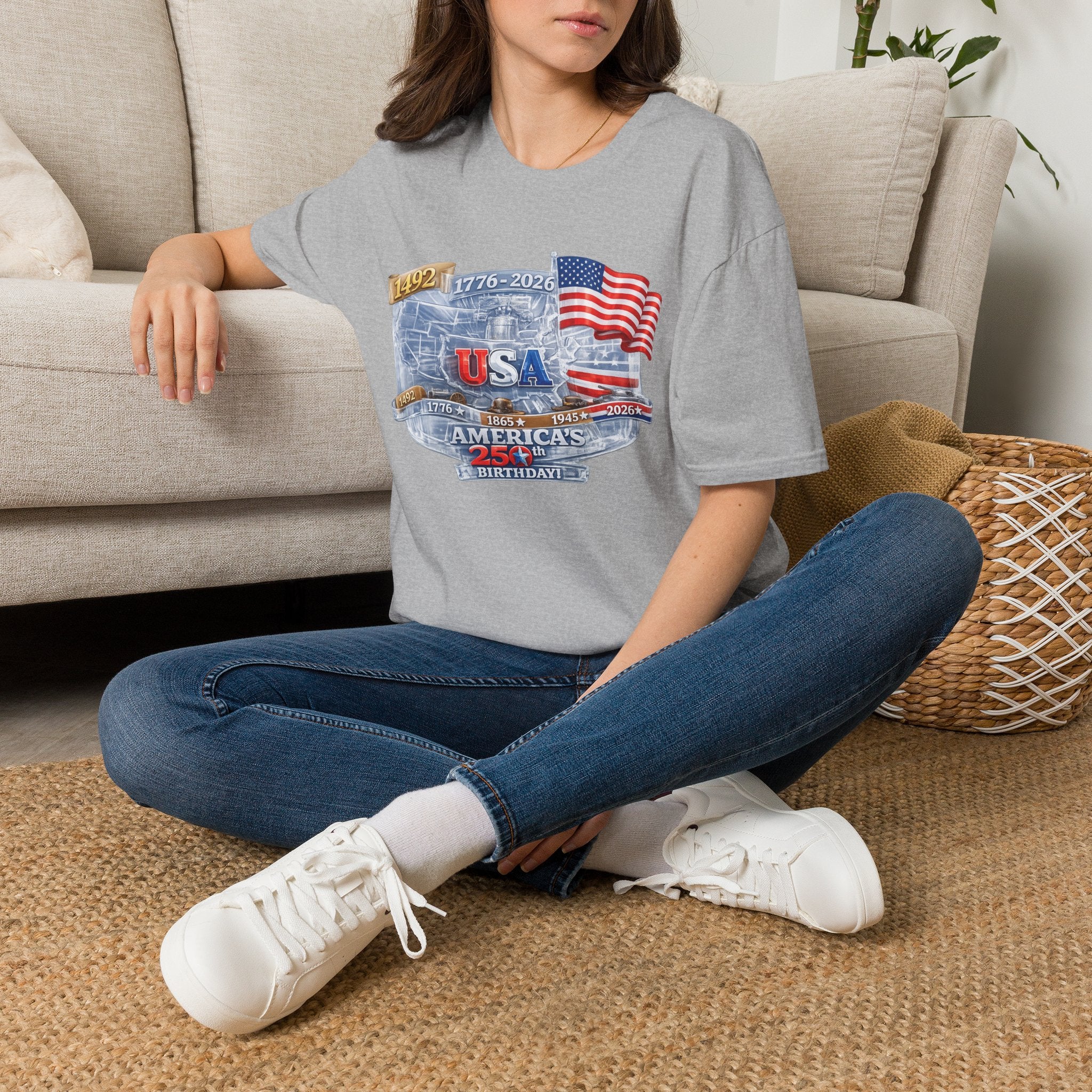 USA Proud Graphic T-Shirt — Patriotic 1776–2026 Flag Design