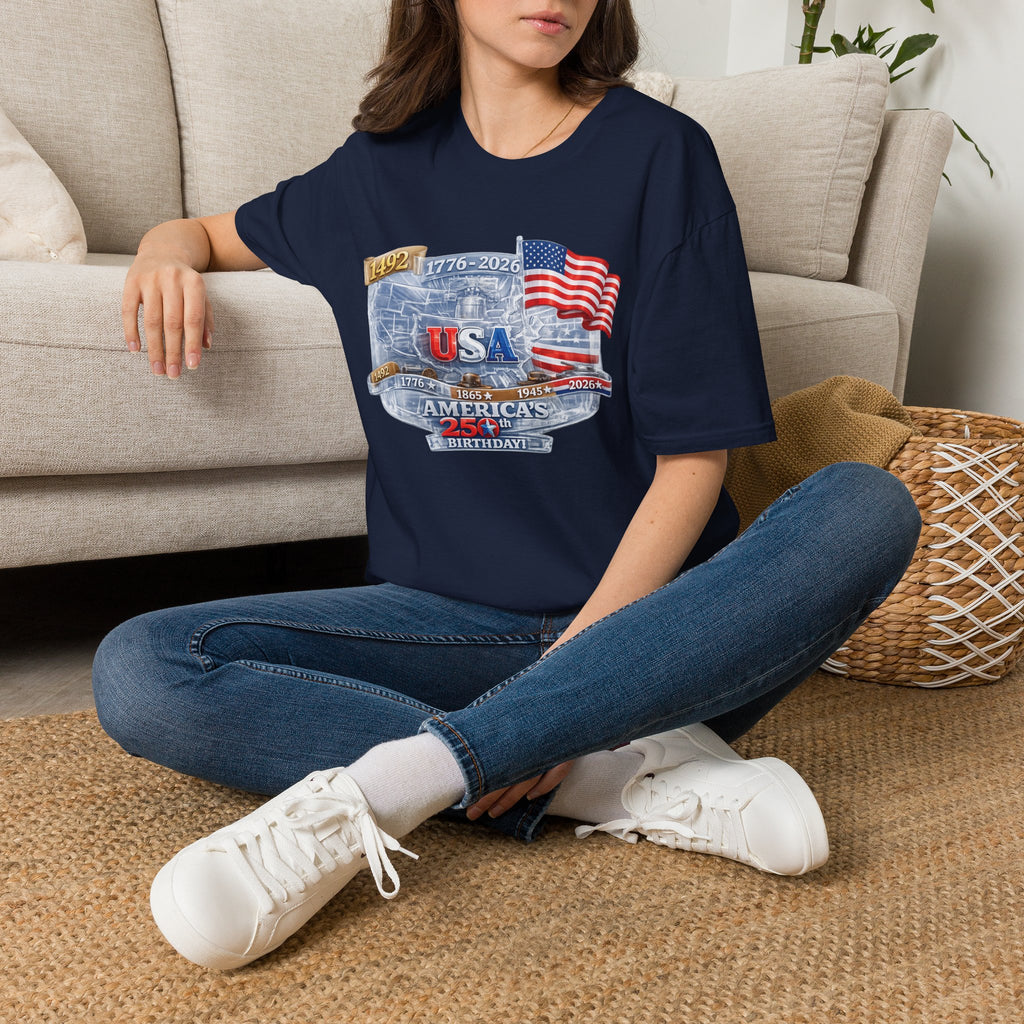 USA Proud Graphic T-Shirt — Patriotic 1776–2026 Flag Design
