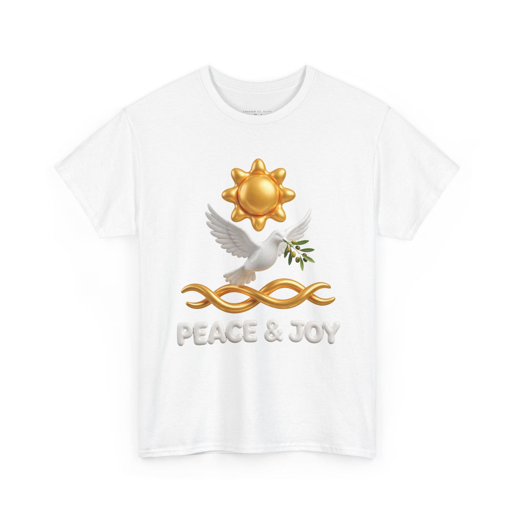 Peace & Joy T-Shirt — Dove with Olive Branch & Sun Graphic