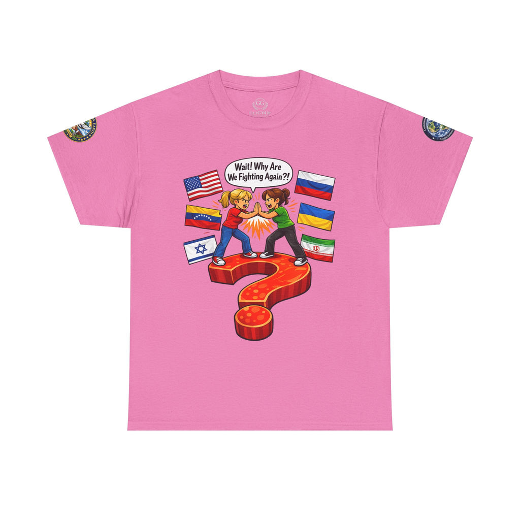 Global Conflict Question Mark Tee | diplomatic negotiations, flags artwork