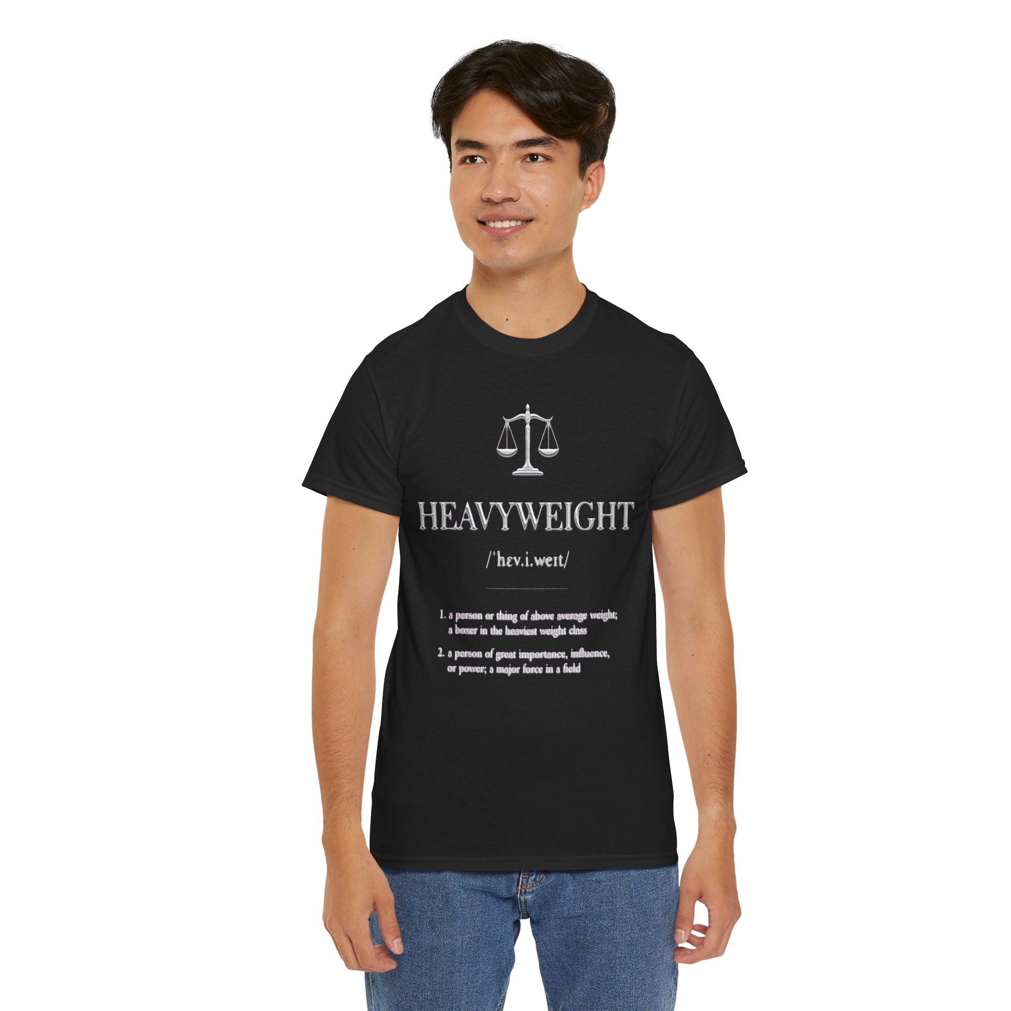 Scales of Justice 'Heavweight' Tee — Gold Legal Scales Graphic T-Shirt