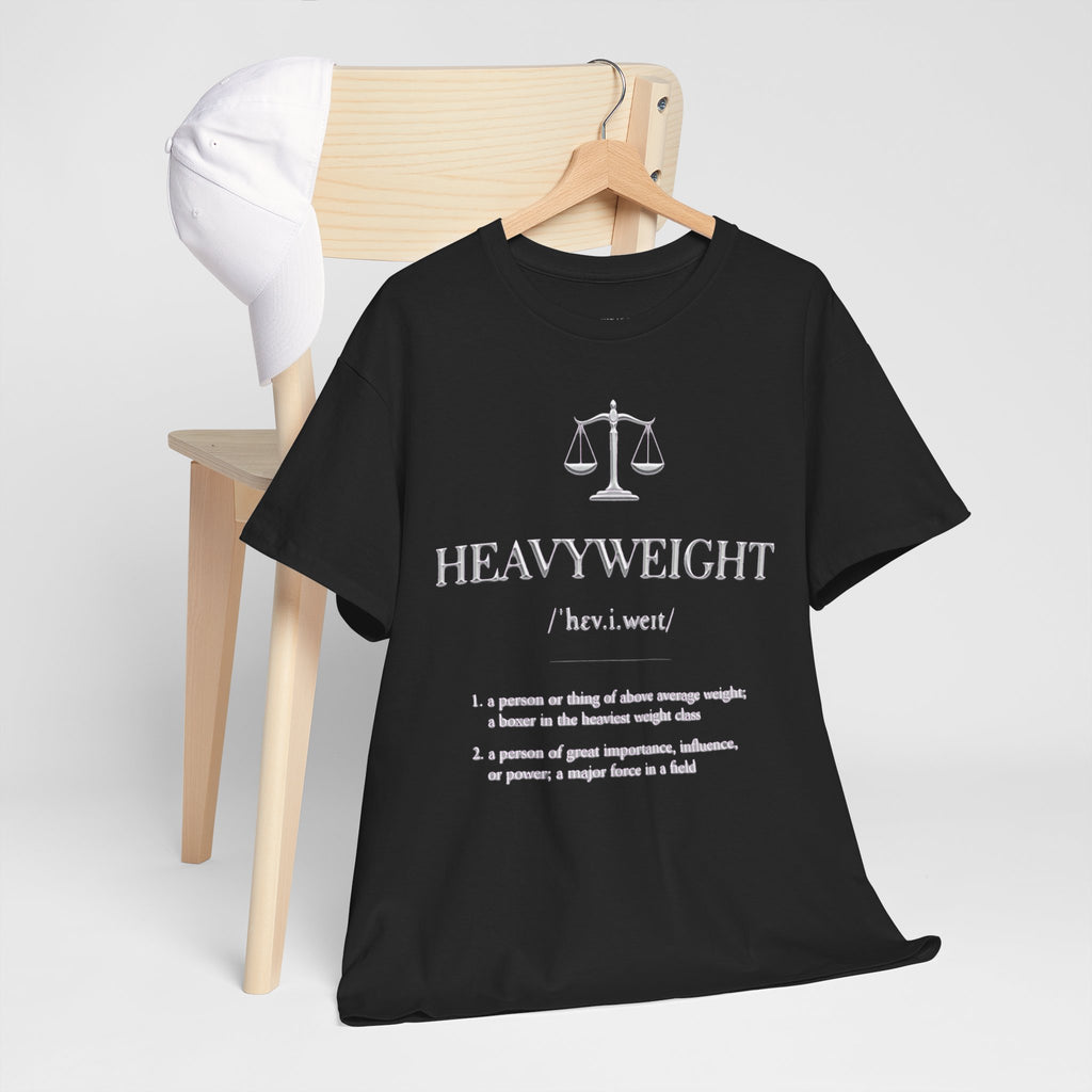 Scales of Justice 'Heavweight' Tee — Gold Legal Scales Graphic T-Shirt