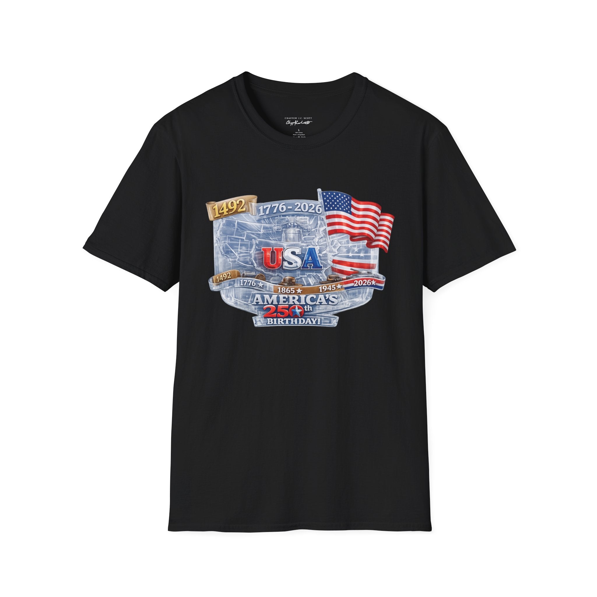 USA Proud Graphic T-Shirt — Patriotic 1776–2026 Flag Design