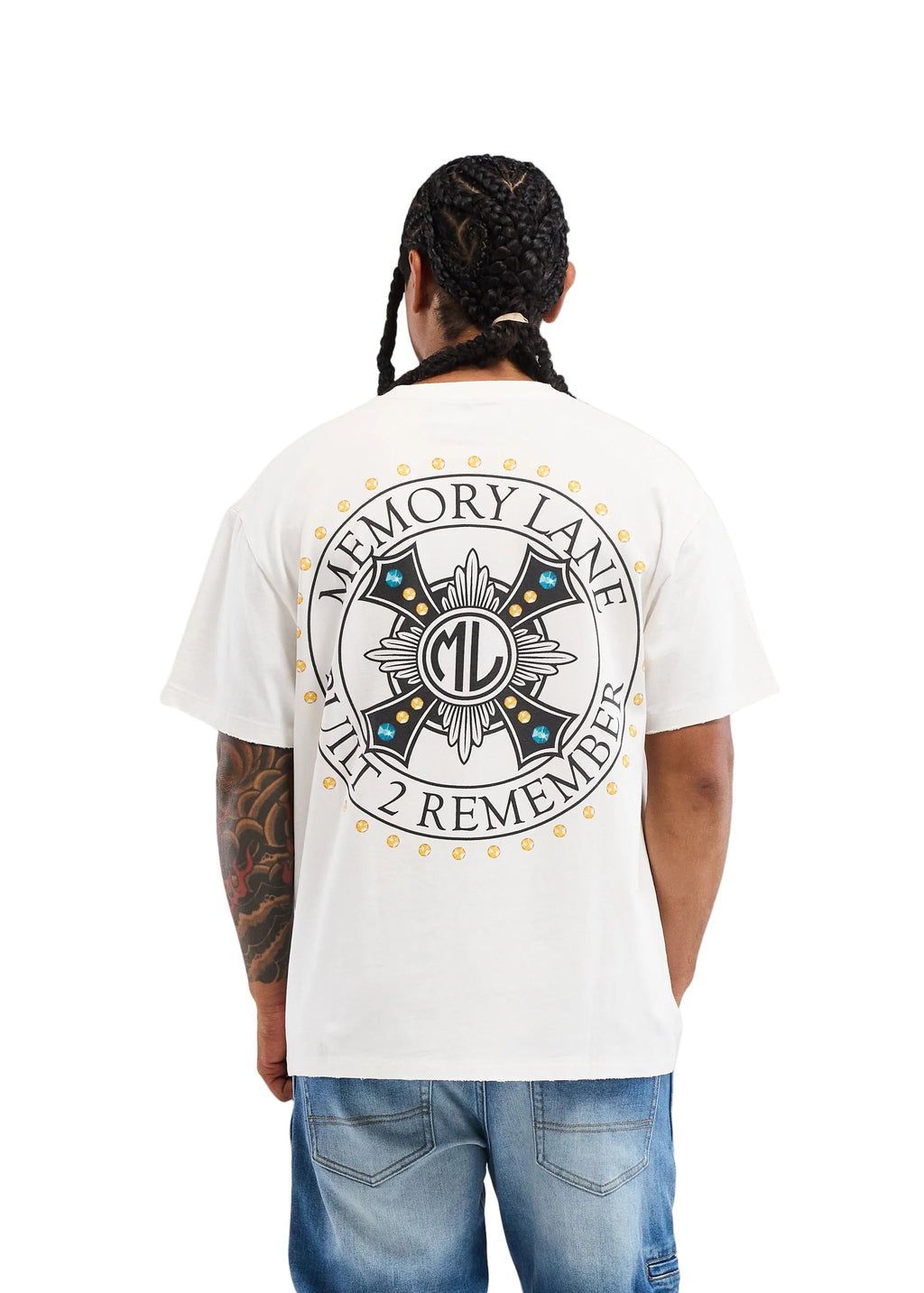 Memory Lane Cross Tee - White