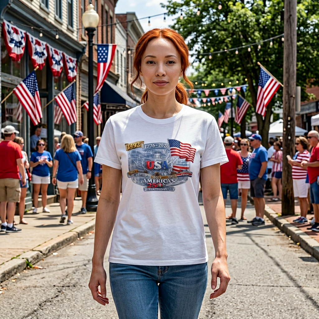 USA Proud Graphic T-Shirt — Patriotic 1776–2026 Flag Design