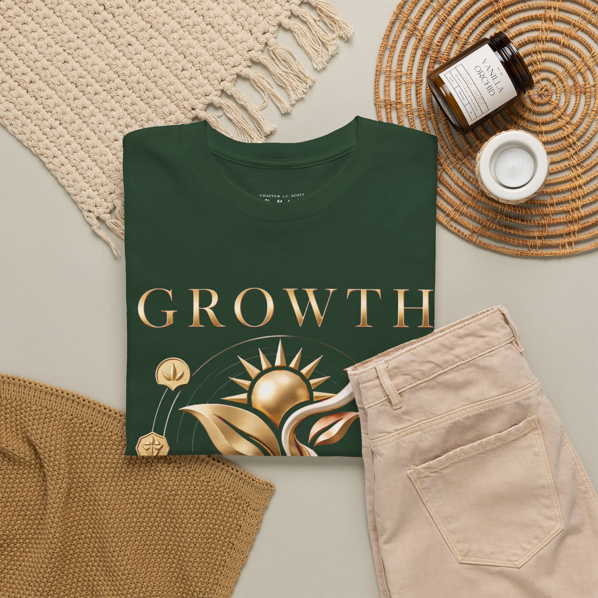 Growth Tee — Golden Botanical Growth Graphic T-Shirt