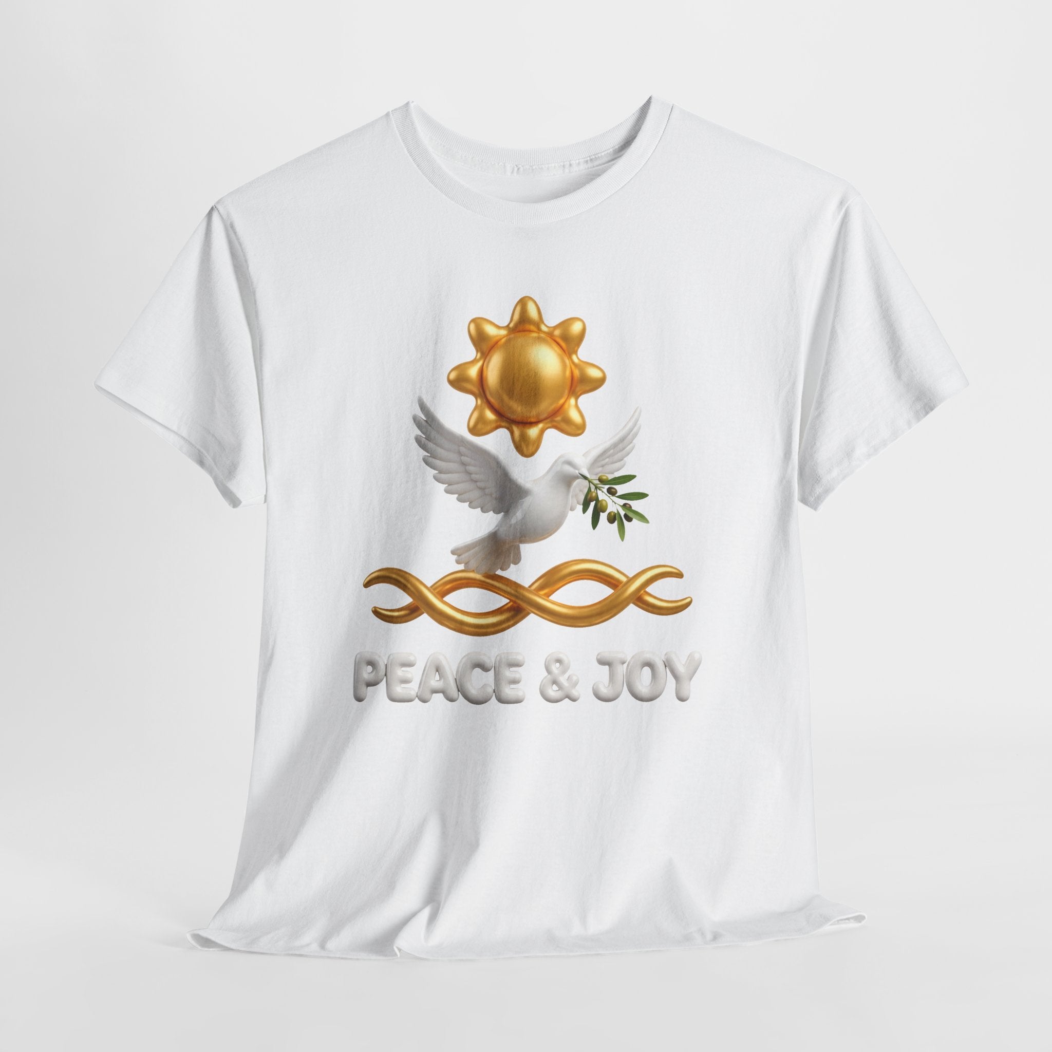 Peace & Joy T-Shirt — Dove with Olive Branch & Sun Graphic