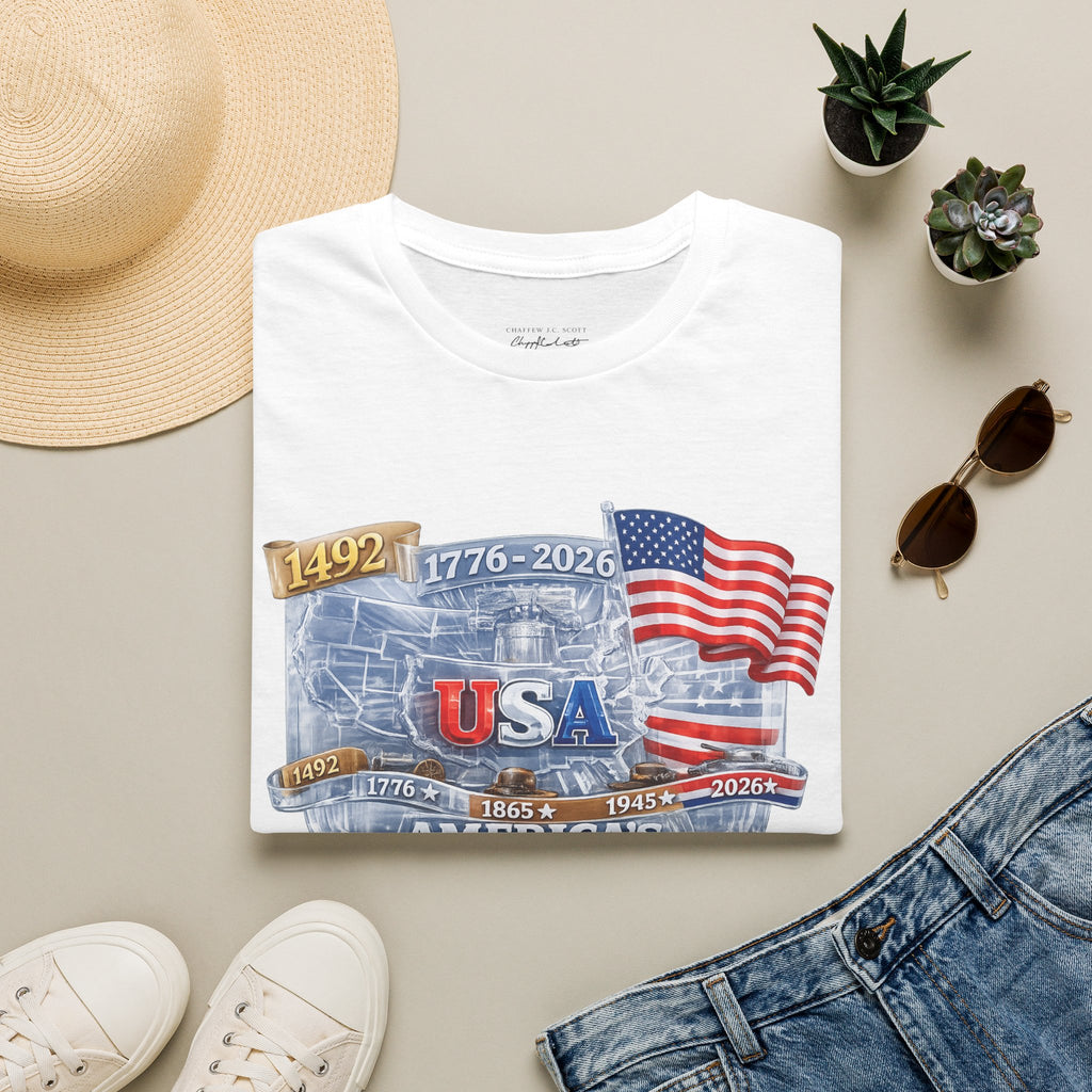USA Proud Graphic T-Shirt — Patriotic 1776–2026 Flag Design