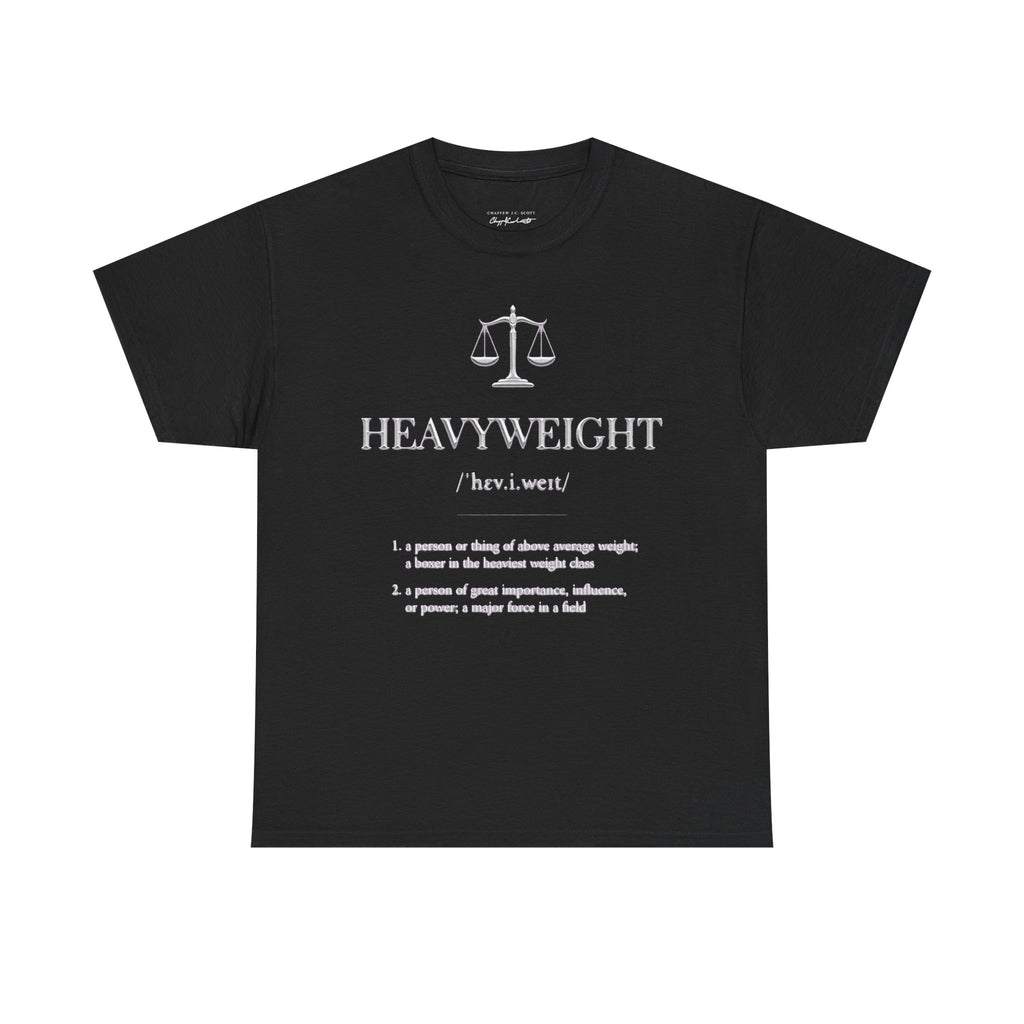 Scales of Justice 'Heavweight' Tee — Gold Legal Scales Graphic T-Shirt