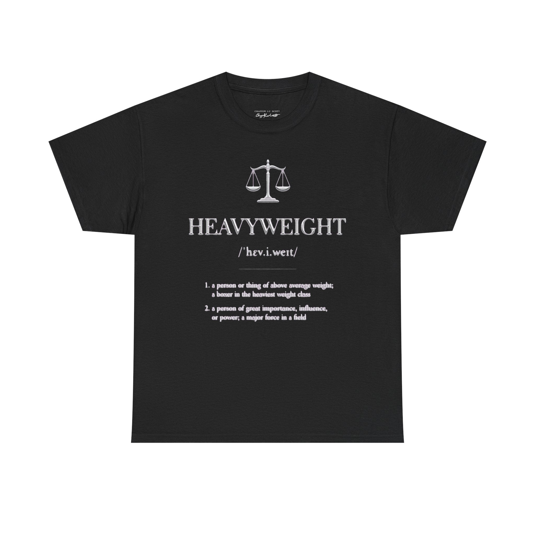 Scales of Justice 'Heavweight' Tee — Gold Legal Scales Graphic T-Shirt