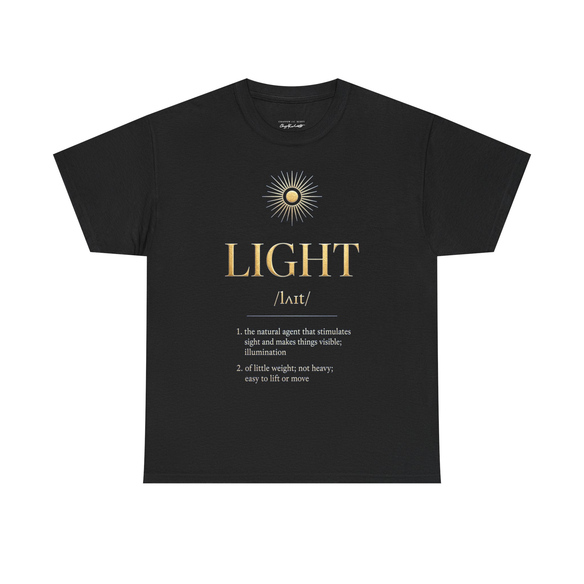 Light Definition T-Shirt — Minimal Sun Graphic Inspirational Tee