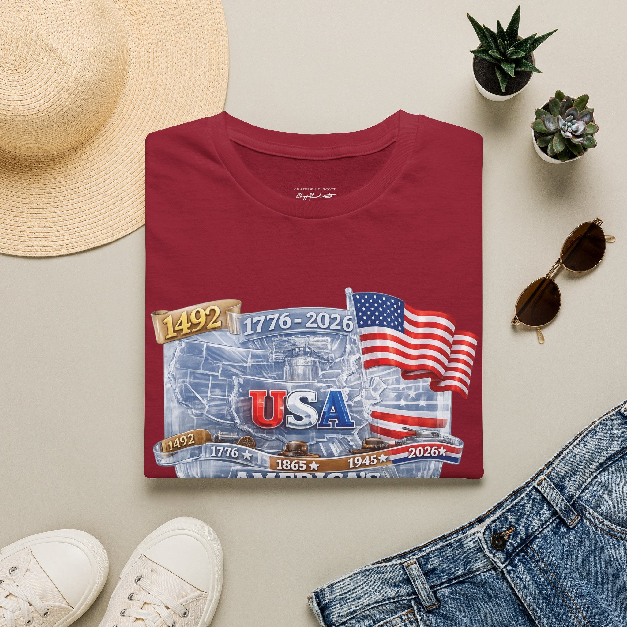 USA Proud Graphic T-Shirt — Patriotic 1776–2026 Flag Design