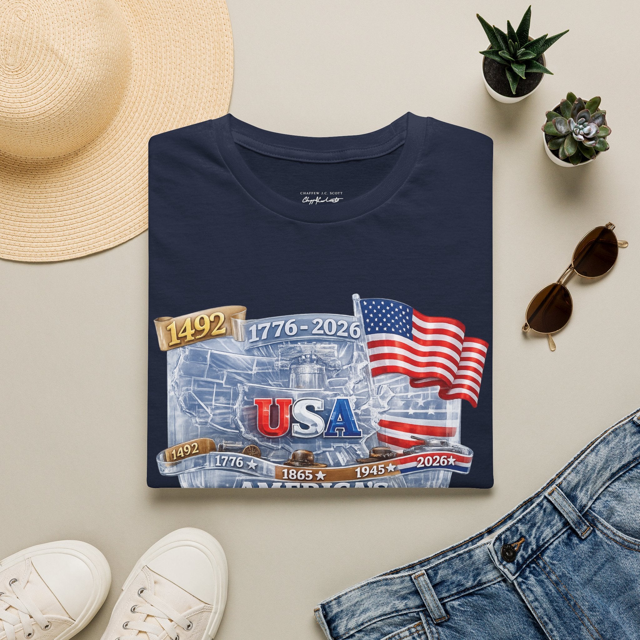 USA Proud Graphic T-Shirt — Patriotic 1776–2026 Flag Design