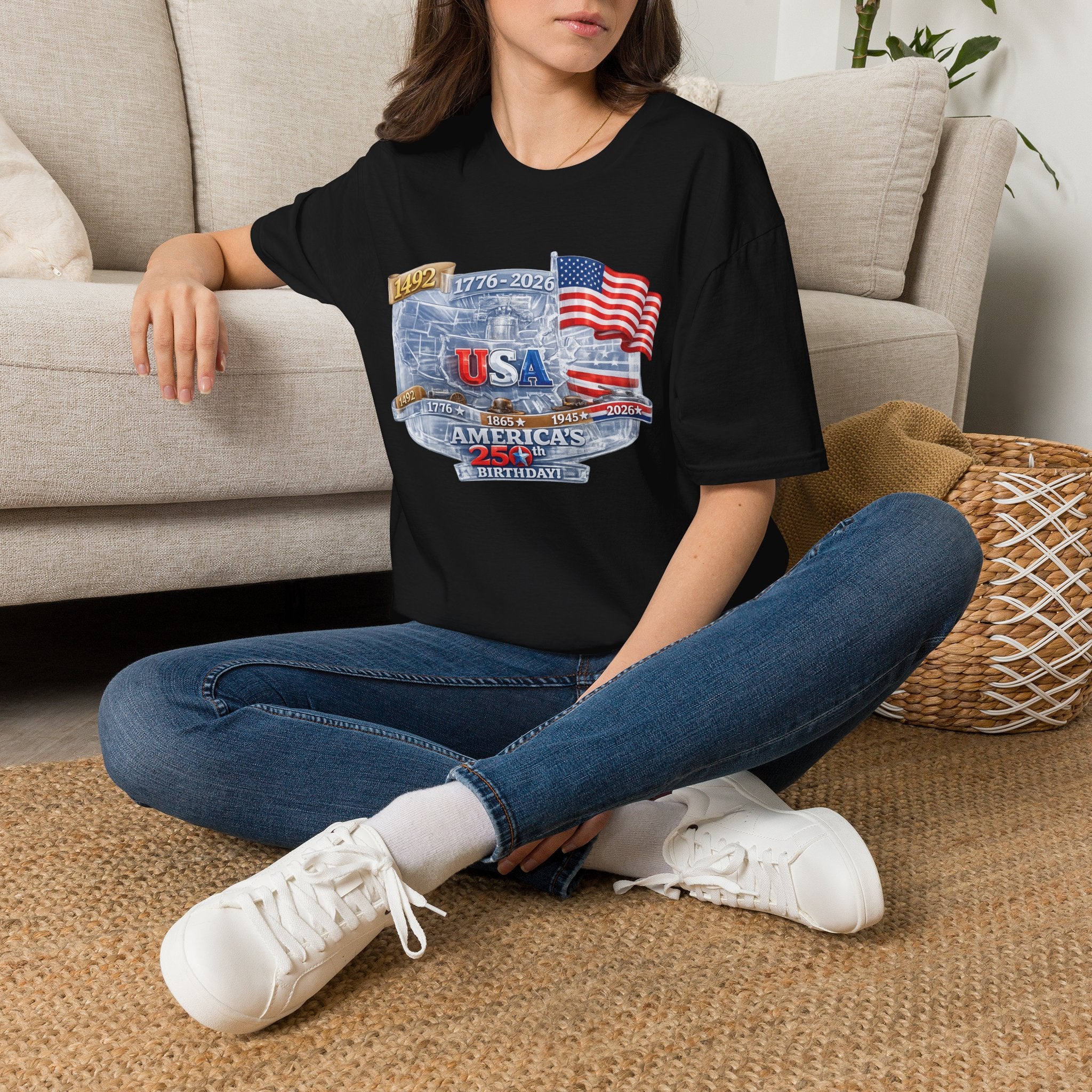 USA Proud Graphic T-Shirt — Patriotic 1776–2026 Flag Design