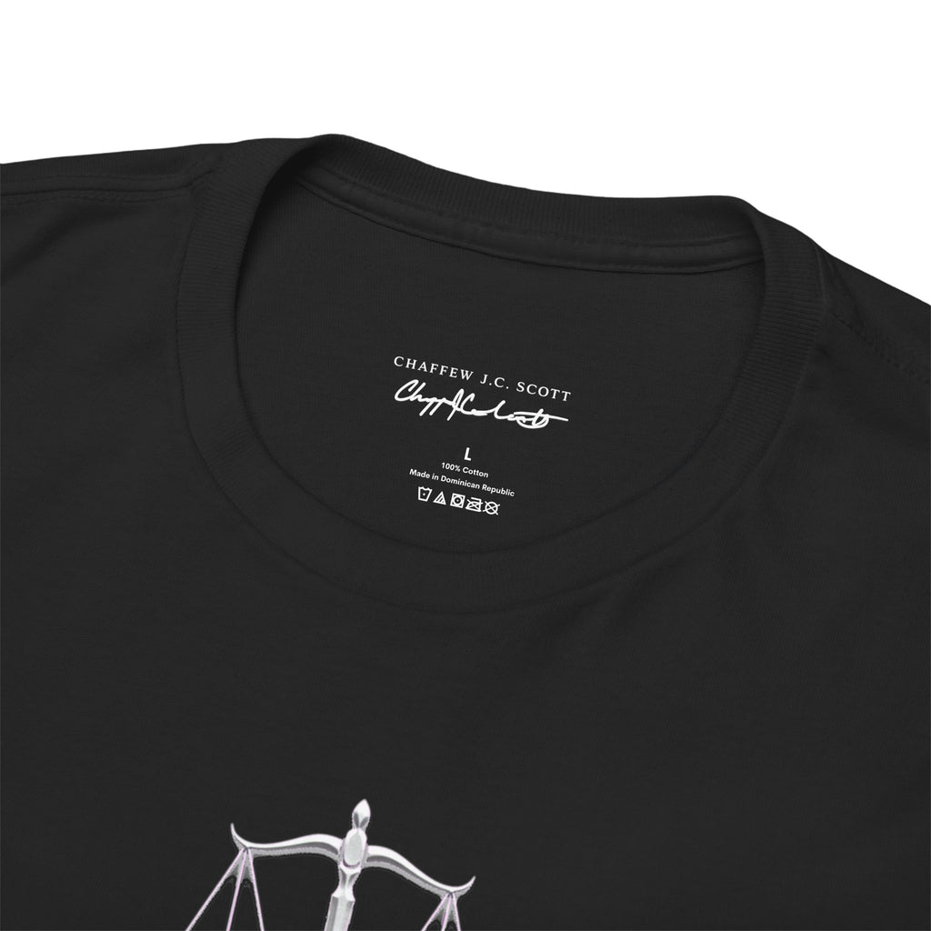 Scales of Justice 'Heavweight' Tee — Gold Legal Scales Graphic T-Shirt