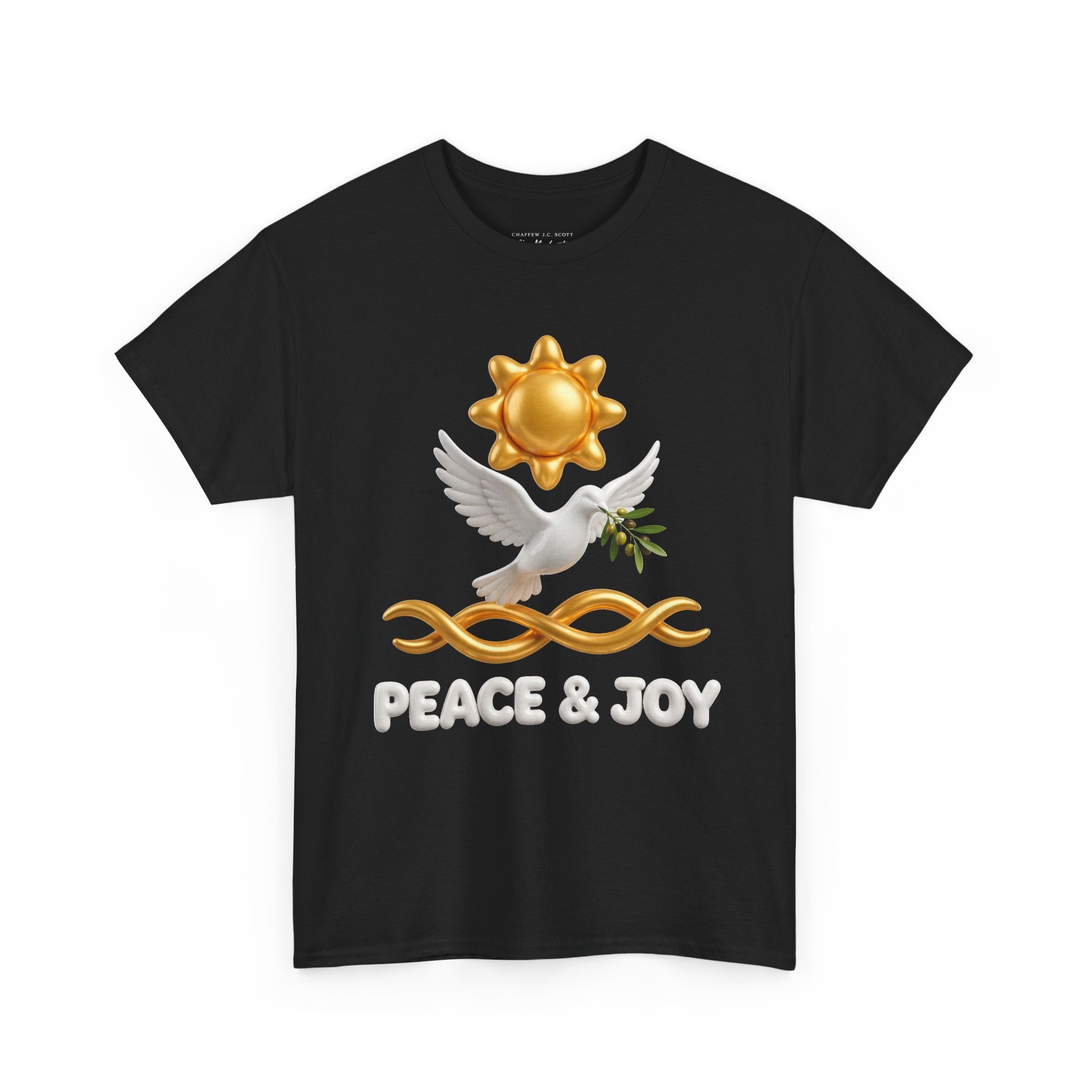 Peace & Joy T-Shirt — Dove with Olive Branch & Sun Graphic