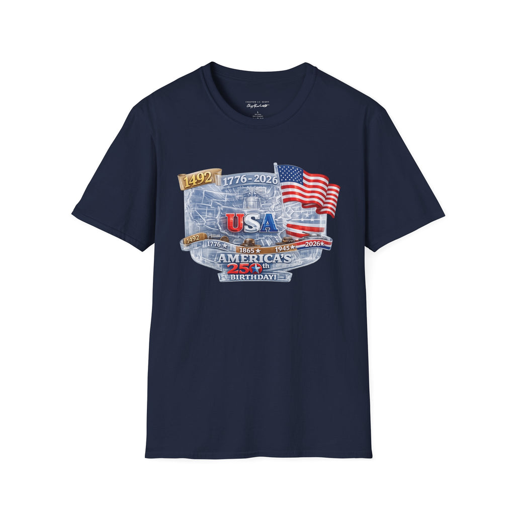 USA Proud Graphic T-Shirt — Patriotic 1776–2026 Flag Design