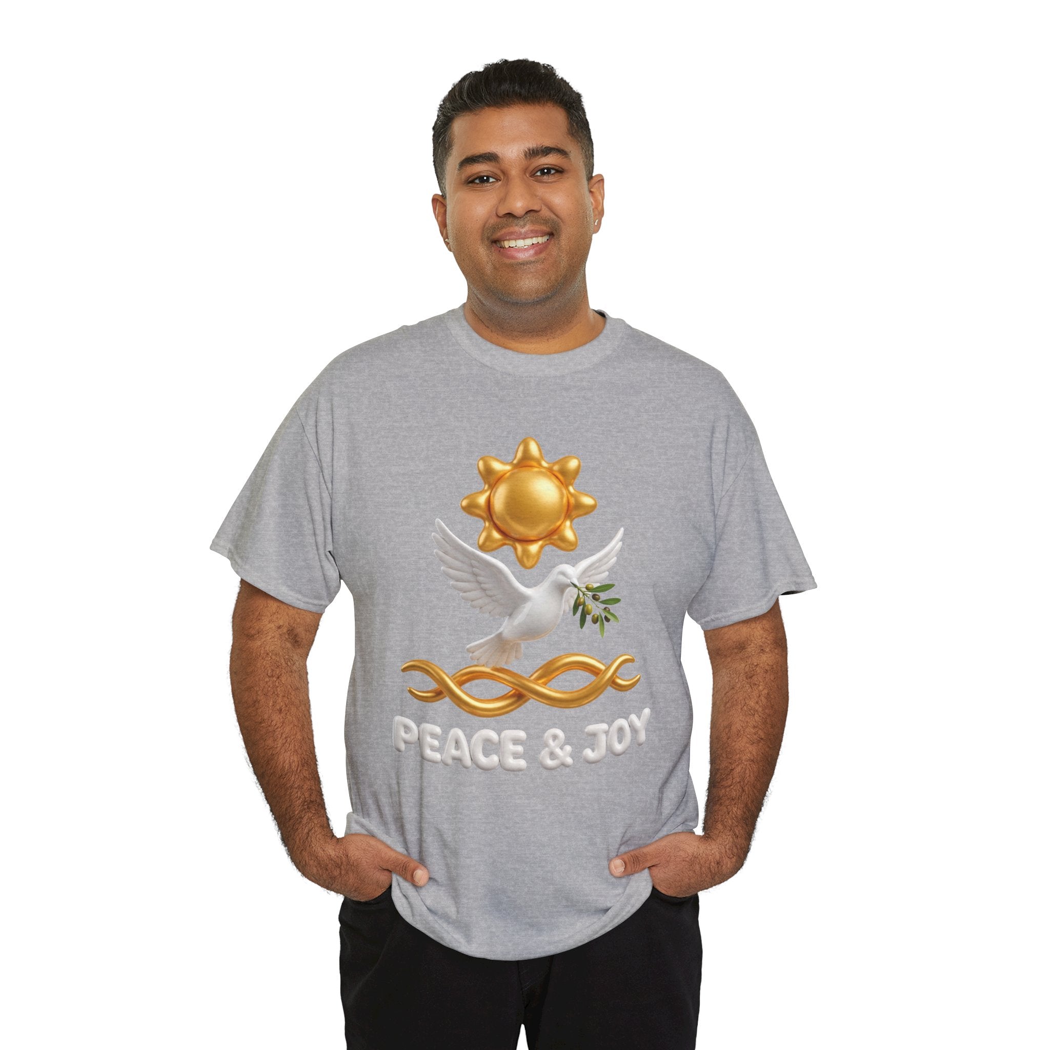 Peace & Joy T-Shirt — Dove with Olive Branch & Sun Graphic