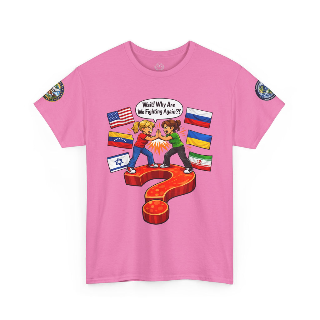 Global Conflict Question Mark Tee | diplomatic negotiations, flags artwork