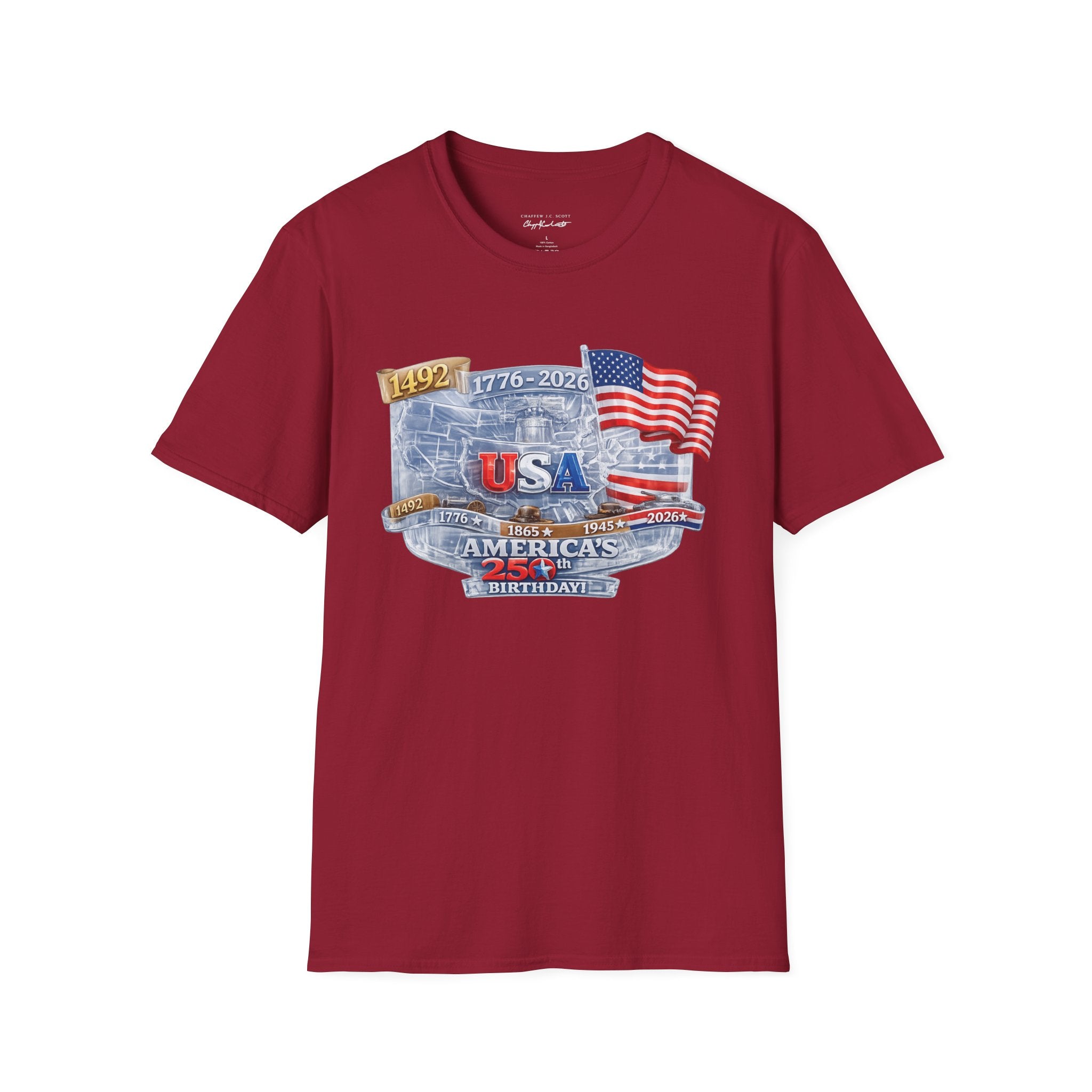 USA Proud Graphic T-Shirt — Patriotic 1776–2026 Flag Design