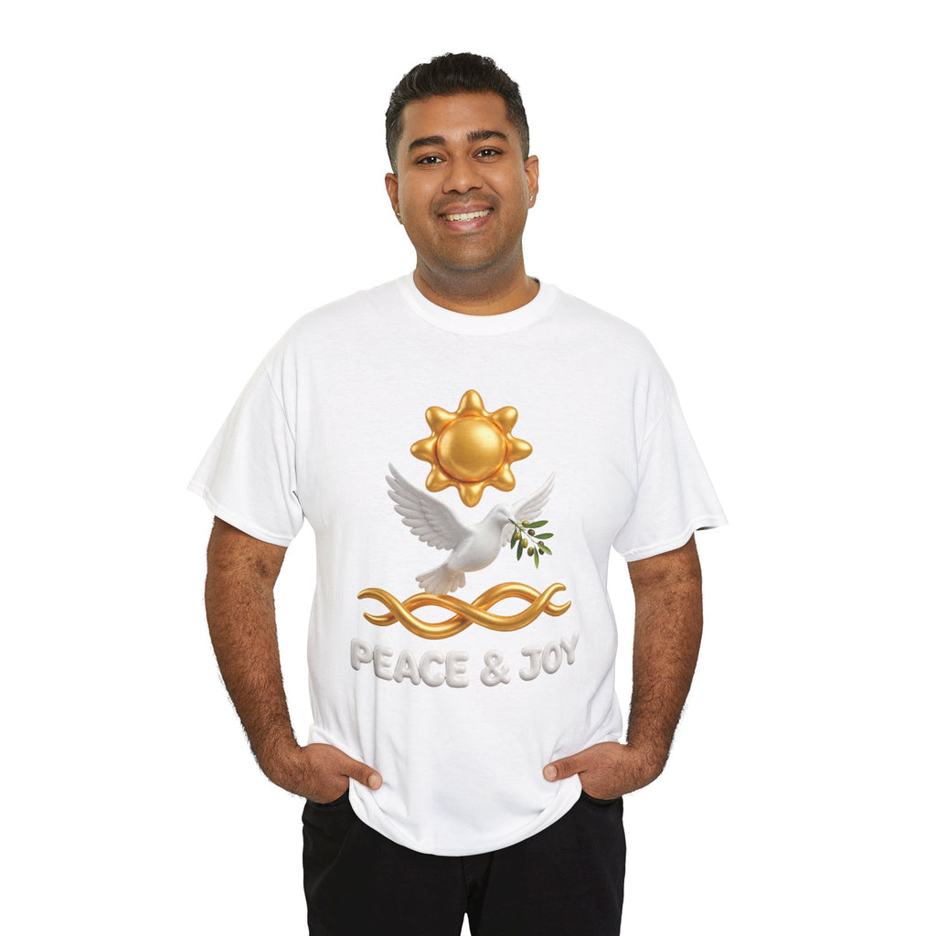 Peace & Joy T-Shirt — Dove with Olive Branch & Sun Graphic