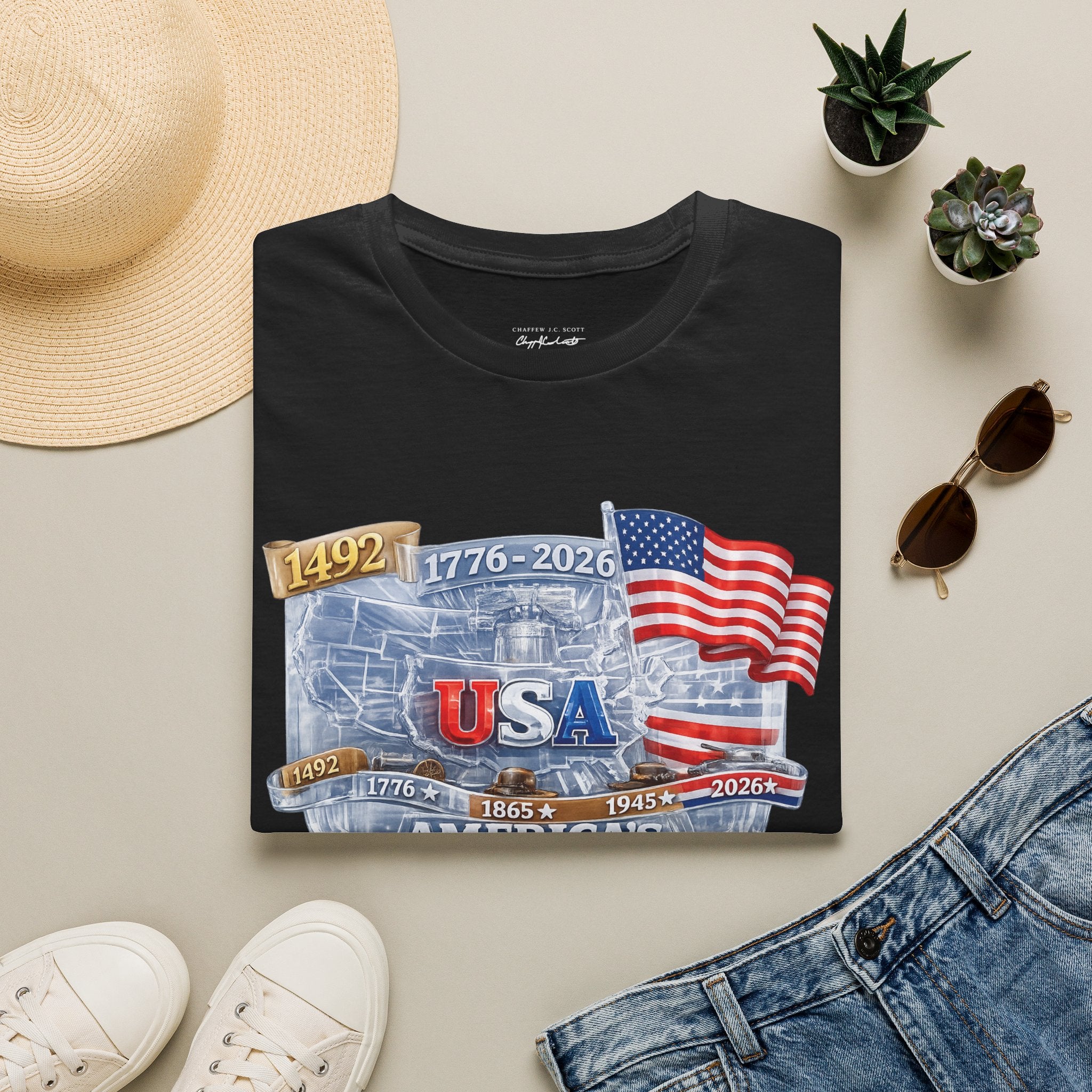 USA Proud Graphic T-Shirt — Patriotic 1776–2026 Flag Design