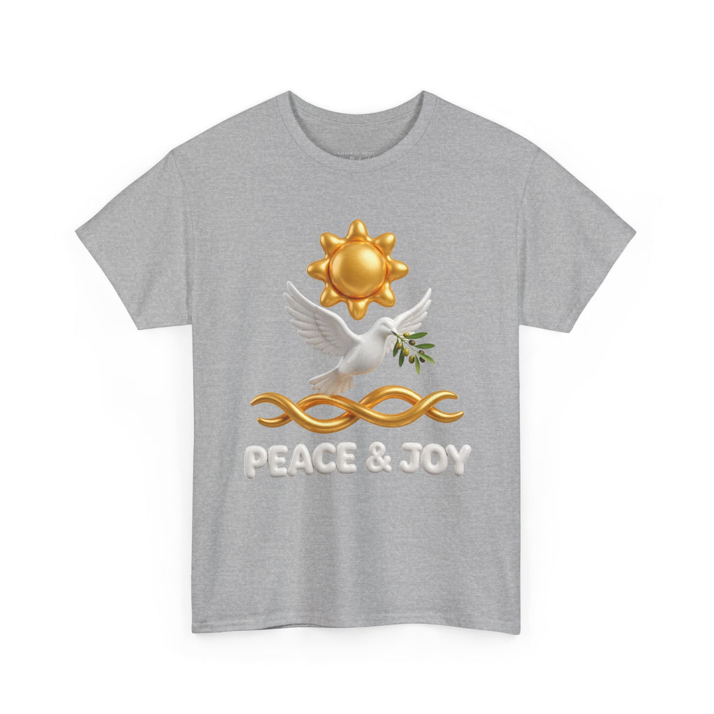 Peace & Joy T-Shirt — Dove with Olive Branch & Sun Graphic