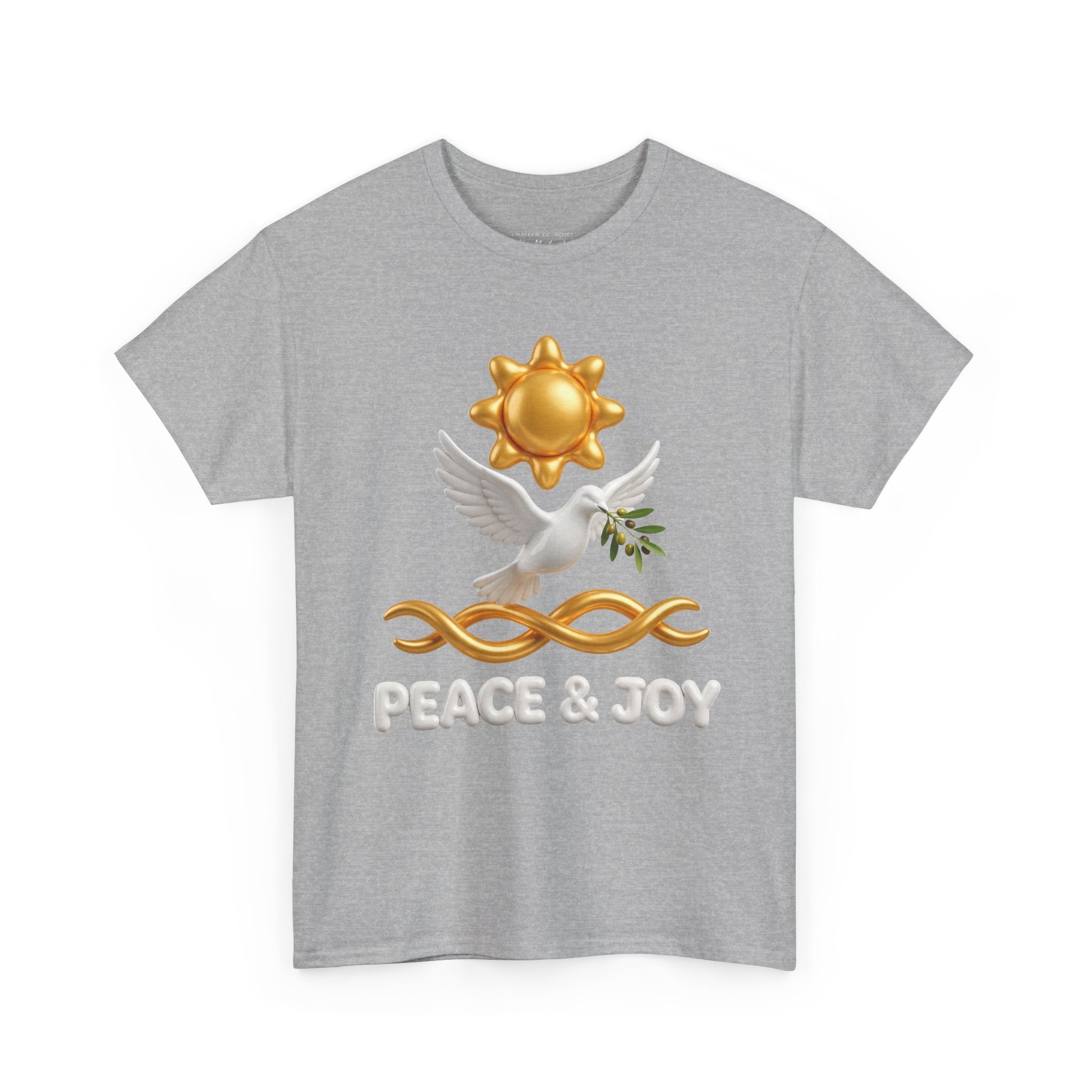 Peace & Joy T-Shirt — Dove with Olive Branch & Sun Graphic