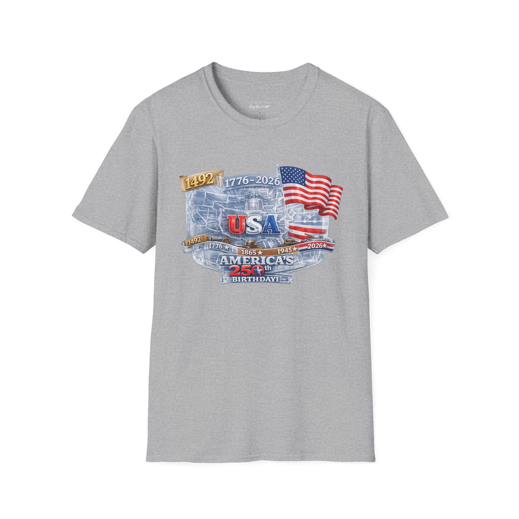 USA Proud Graphic T-Shirt — Patriotic 1776–2026 Flag Design