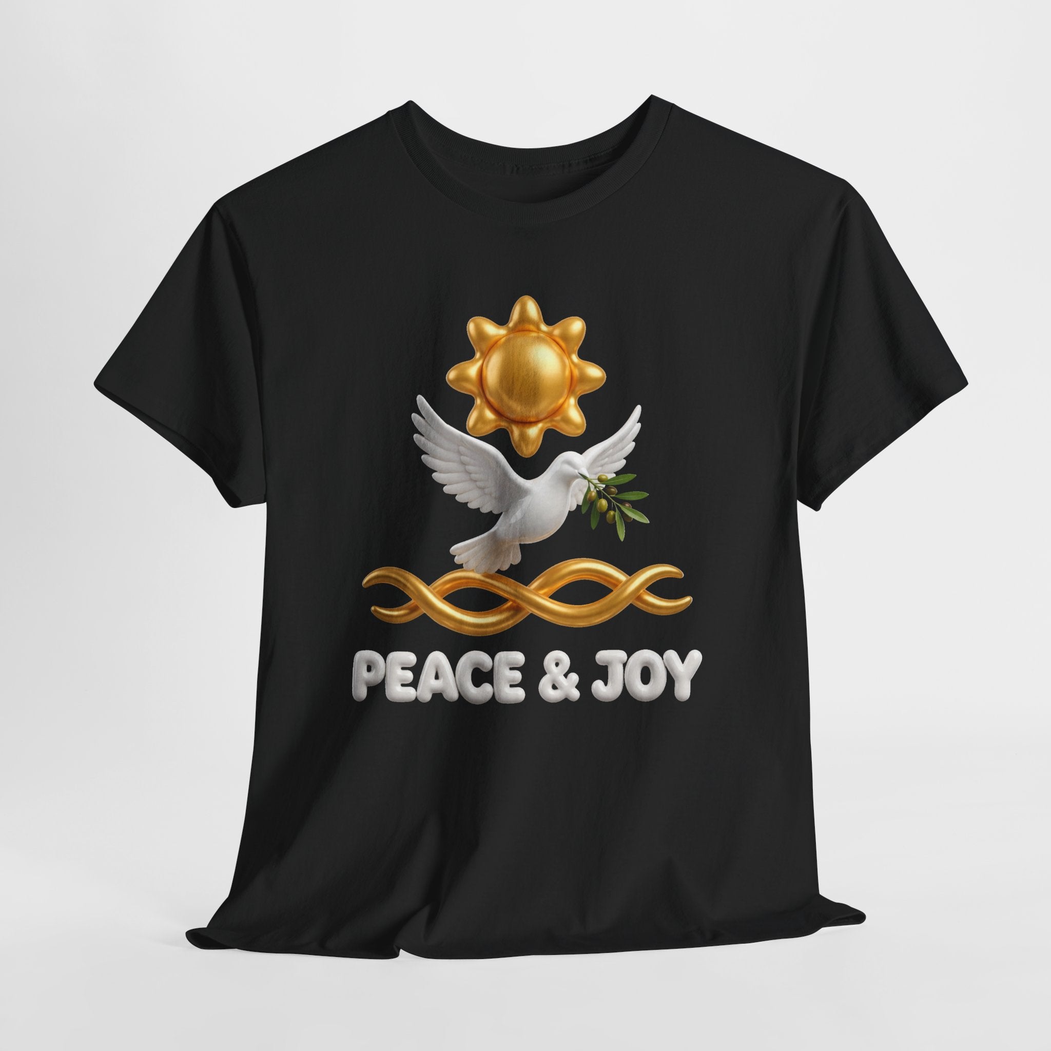 Peace & Joy T-Shirt — Dove with Olive Branch & Sun Graphic