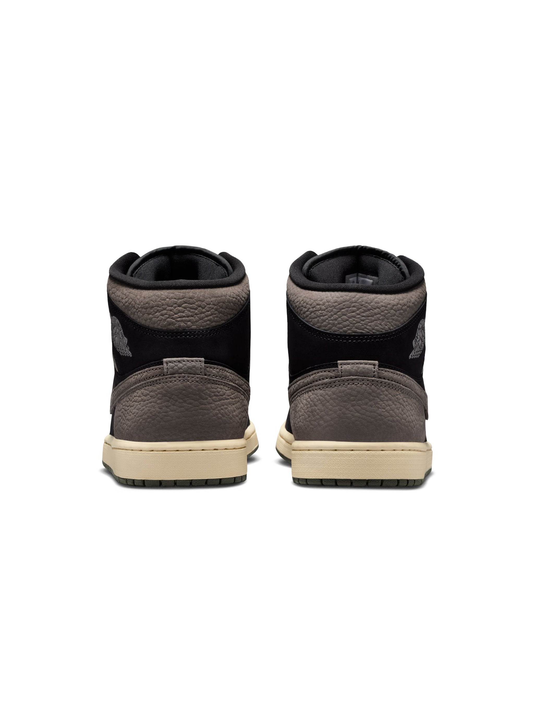 Air Jordan Mens 1 Mid SE - Black/Olive Grey
