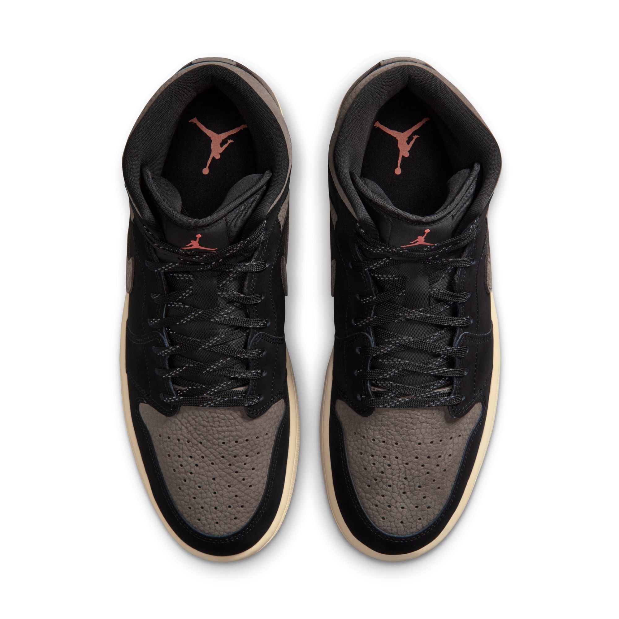 Air Jordan Mens 1 Mid SE - Black/Olive Grey