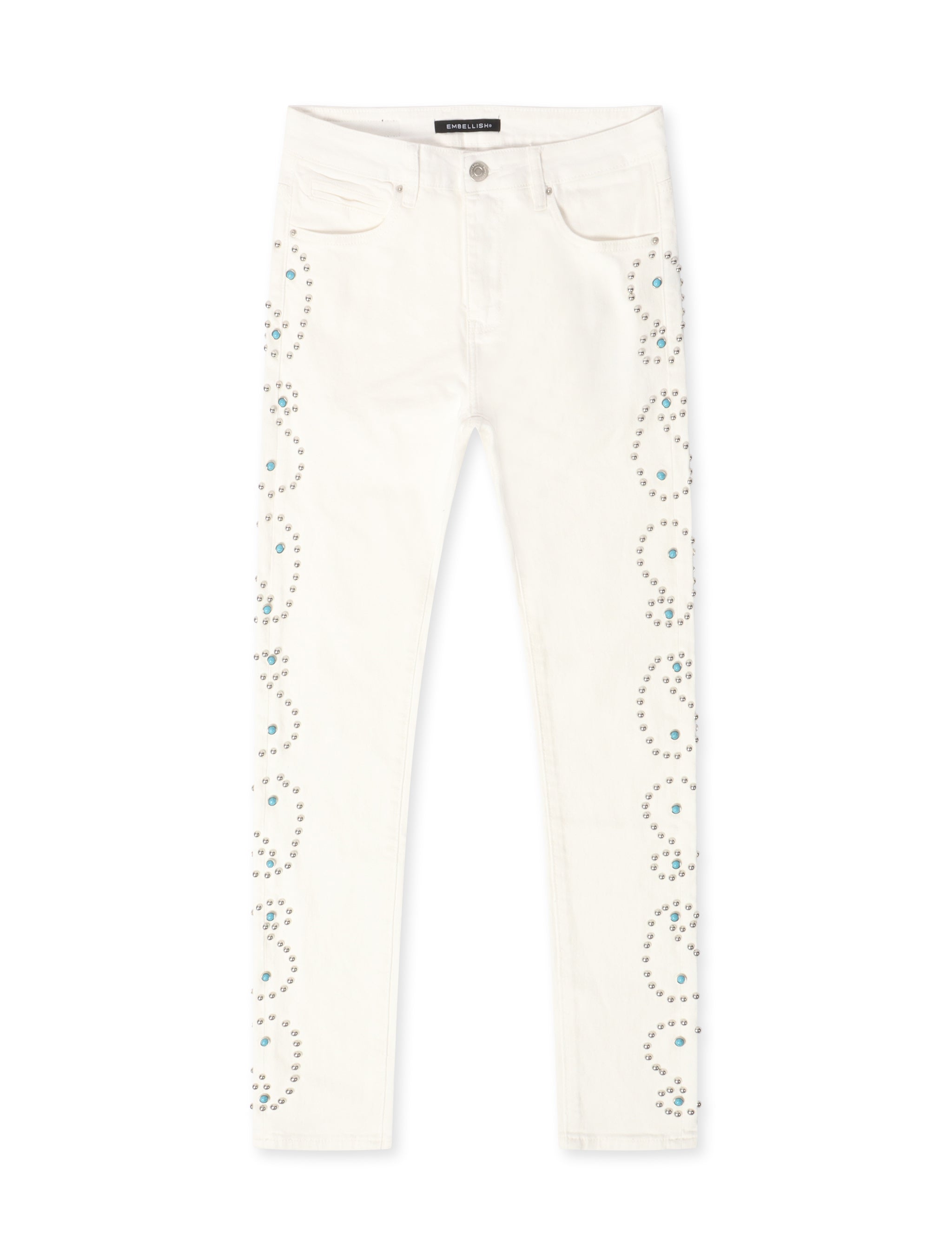 Embellish Onix Rhinestone Jeans - White