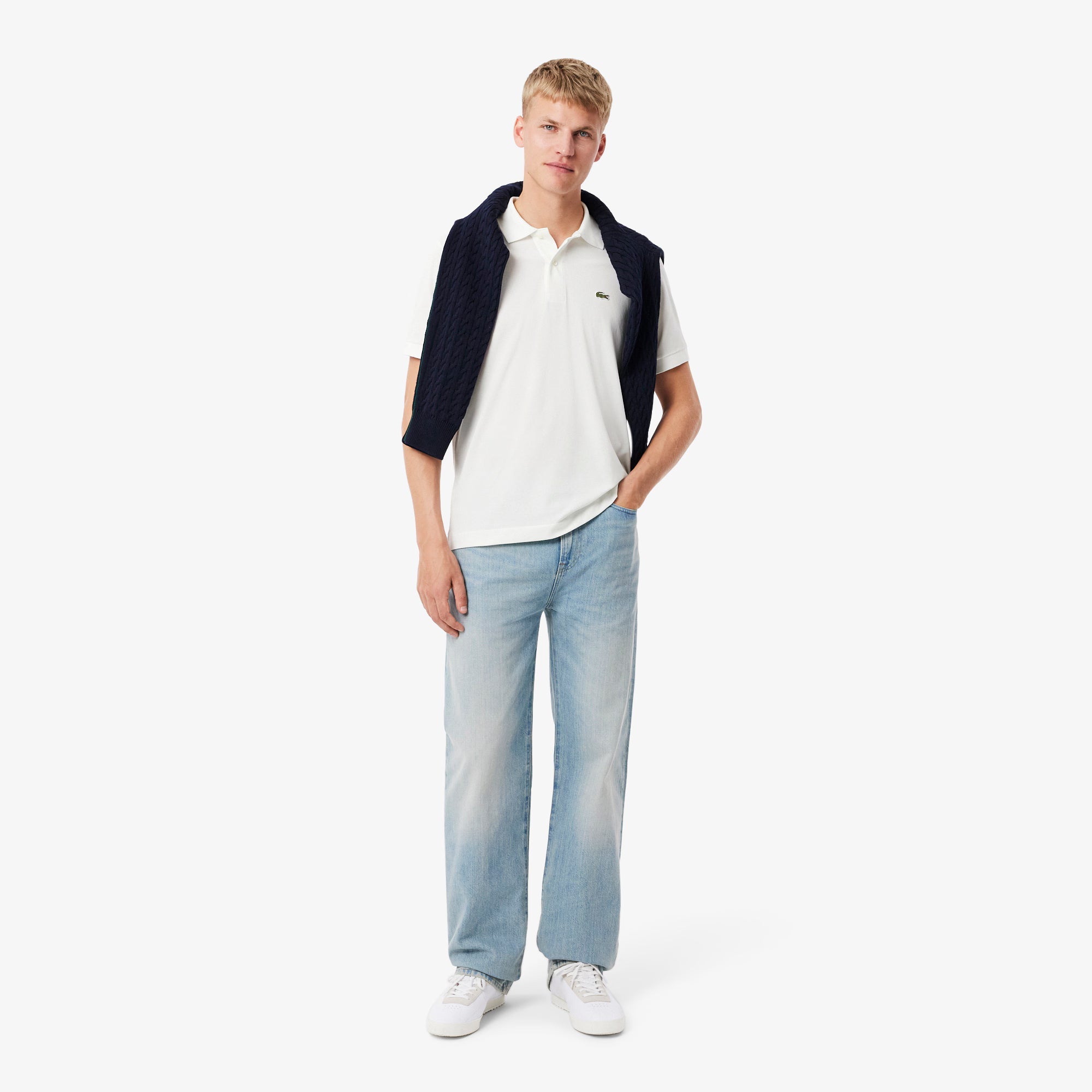 Lacoste Mens Light Pique Polo - White