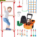 Ninja Warrior Obstacle Course for Kids, 50 ft Weatherproof Slacklines, 500lbs Weight Capacity Monkey Line, Outdoor Playset Equipment, Backyard Toys Training Equipment Set with 10 Obstacles